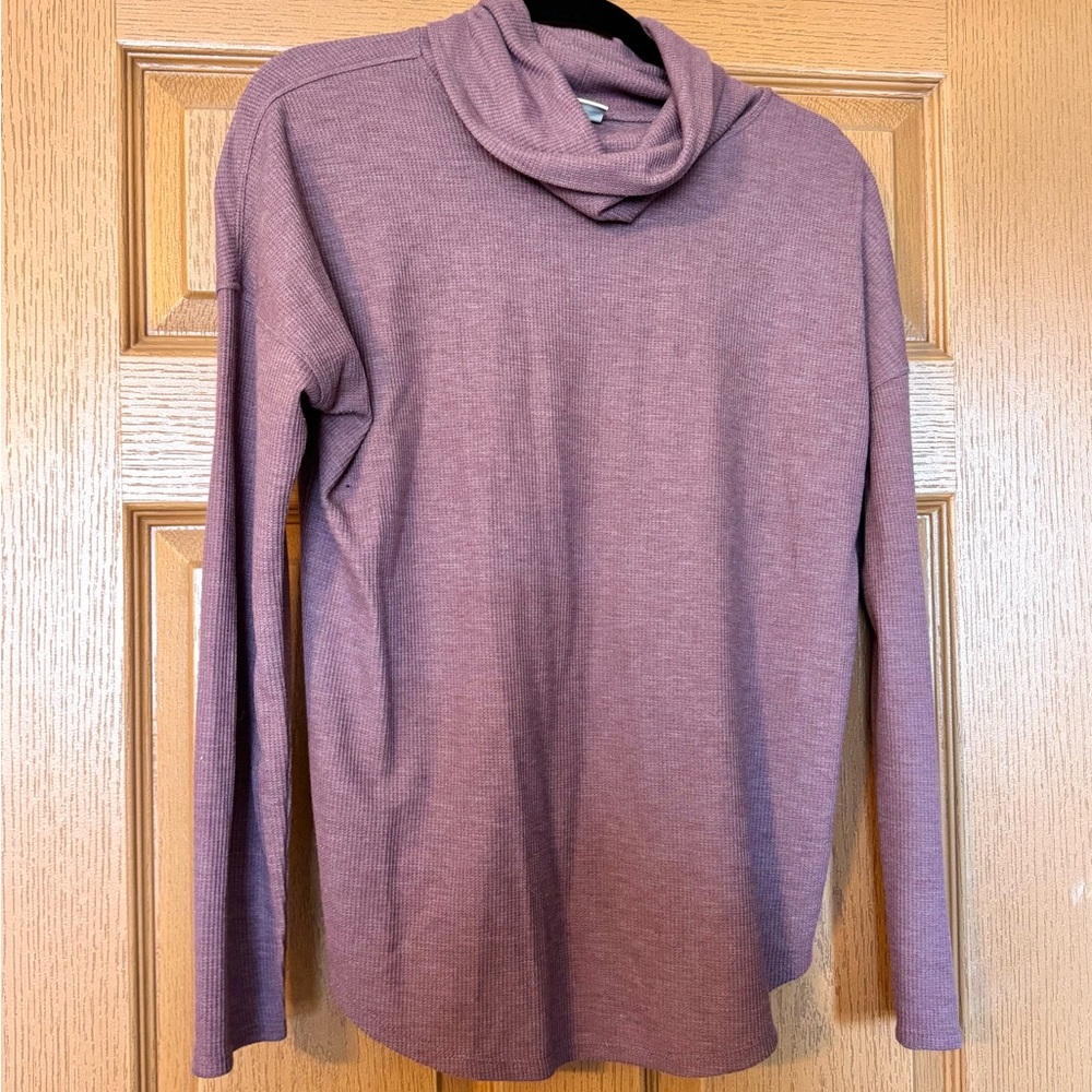 a new day Mauve Waffle Knit Cowl Neck Pullover